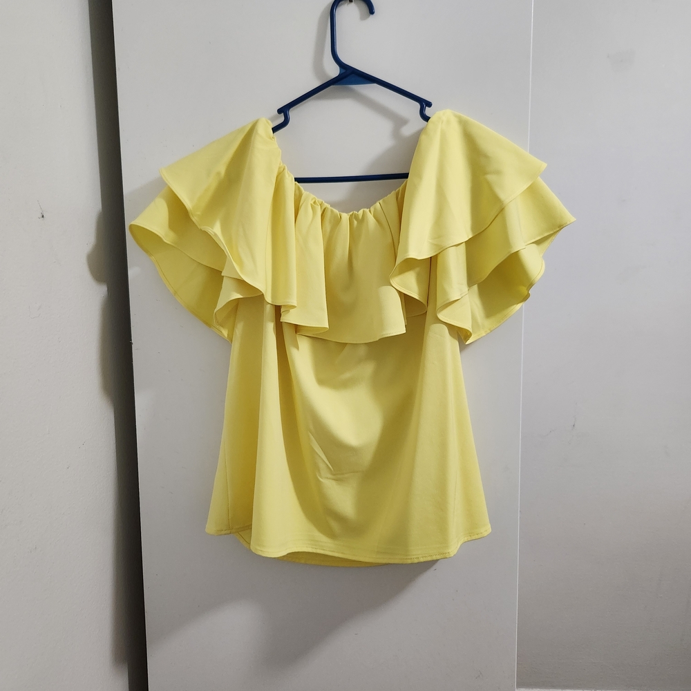 Yellow Ruffle Off-Shoulder Top